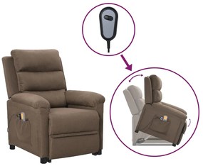 vidaXL Poltrona de massagens tecido cinzento-acastanhado