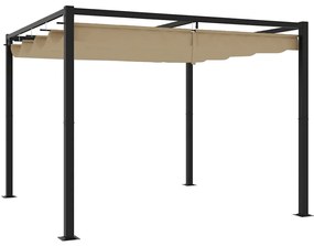 Gazebo de jardim com teto retrátil 3x3 m aço cinza