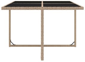 9 pcs conjunto jantar exterior com almofadões vime PE bege