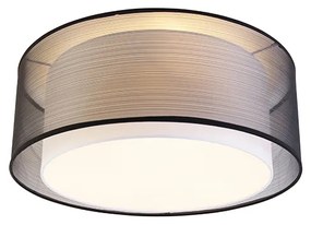 Candeeiro de teto moderno preto com branco 50 cm 3 luzes - Drum Duo Moderno