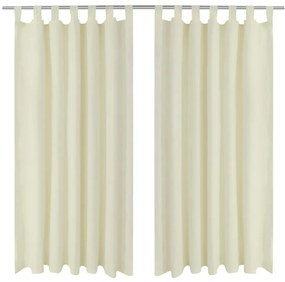 Cortinas de cetim com presilhas, 2 pcs, 140 x 175 cm, creme