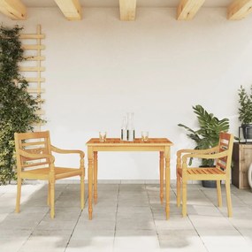 3 pcs conjunto de jantar para jardim madeira de teca maciça