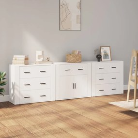 vidaXL Aparadores 3 pcs madeira processada branco