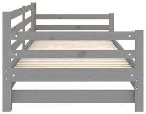Estrutura sofá-cama de puxar 2x(90x200)cm pinho maciço cinzento