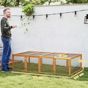 Gaiola para coelhos para interior e exterior 181 x 100  x 48  cm, com 2 portas superiores, em madeira maciça castanha