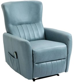 HOMCOM Poltrona de Massagem Relax Estofada em Tecido Técnico com Reclinação Manual 155° 8 Zonas de Massagem 79x101x96cm Azul Claro