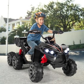 Moto 4 Elétrico Infantil com 6 Rodas para Crianças com Luzes LED USB Integradas 129 x 69 x 72 cm Preto
