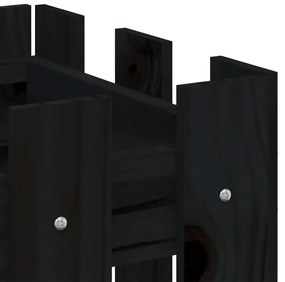 Canteiro elevado c/ design cerca 100x30x30cm pinho maciço preto