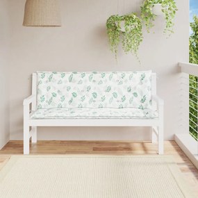 vidaXL Almofadões banco jardim 2 pcs 150x50x7 cm tecido padrão folhas