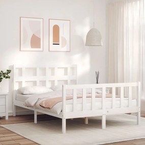 3193012 vidaXL Estrutura de cama com cabeceira 140x200cm madeira maciça branco