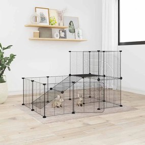 Gaiola p/ animais de 20 painéis c/ porta 35x35 cm aço preto