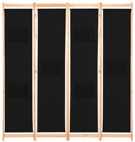 Divisória de quarto com 4 painéis 160x170x4 cm tecido preto