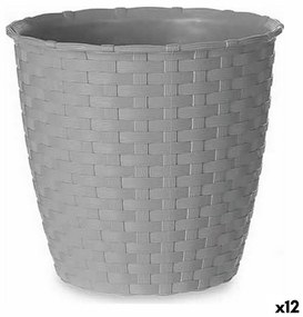 Vaso Cinzento Plástico (14 X 13 X 14 cm) (12 Unidades)