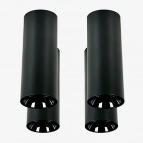 Pack De 4 Apliques De Teto Led De Superfície Redondos Ø7,2 Cm Para Exterior Em Alumínio Luisiana Preto & Branco 3000k & 38º & 11 W - Sklum