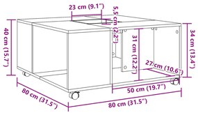 Mesa de centro 80x80x40 cm derivados de madeira branco