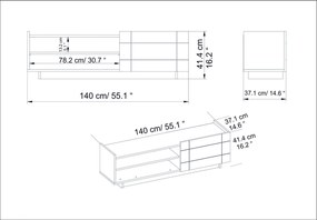 Móvel de TV Valantina – Preto – 140 cm x 41,4 cm x 37,1 cm