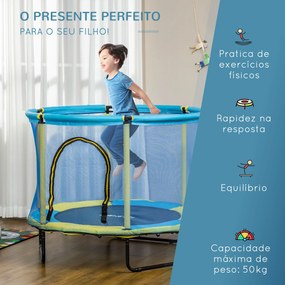 Trampolim Infantil Ø110cm com Rede de Segurança Trampolim para Crianças de 1-6 Anos com Proteção de Bordas para Interior e Exterior Carga Máxima 50kg