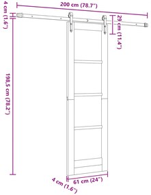 Porta Deslizante vidaXL com Conjunto de Ferragens Branca 61x198.5 cm M