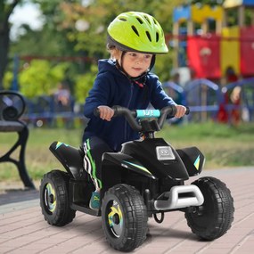 Moto 4 para crianças veículo eletrico com design moderno 73 x 40 x 44,5 cm Preto