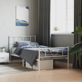 Estrutura de cama com cabeceira e pés 80x200 cm metal branco