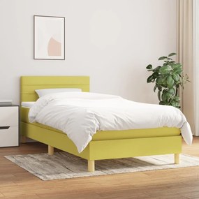 vidaXL Cama com molas/colchão 80x200 cm tecido verde