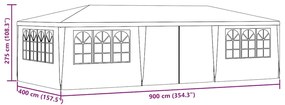 Tenda festas profissional c/ paredes laterais 4x9m 90g/m² verde