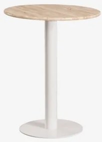Mesa De Bar Redonda Em Pedra Natural Xiren Ø60 Cm & Travertino & Branco Glacial - Sklum