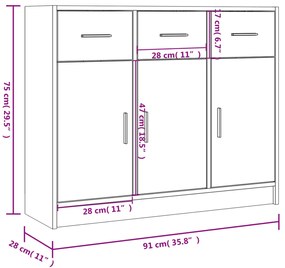 Aparador 91x28x75 cm derivados de madeira branco