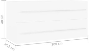 Armário de lavatório 100x38,5x48 cm derivados de madeira branco