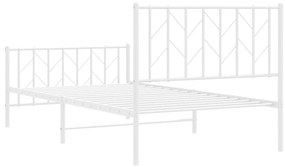 Estrutura de cama com cabeceira e pés 100x200 cm metal branco