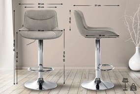 Banco de bar Vonore em tecido com estrutura cromada 85-106 x 49 x 51 cm Castanho acinzentado