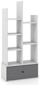 Estante independente com 12 níveis e gaveta, cor marrom rústico