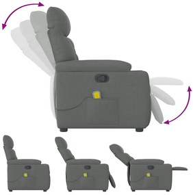 Poltrona de massagens reclinável tecido cinzento-escuro