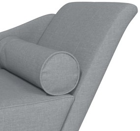 Chaise lounge com almofadões tecido cinzento-claro