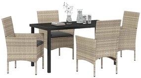 Conjunto de Jantar de Jardim de 5 Peças da com Almofadas Cinza Claro e