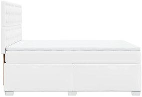 Cama com molas/colchão 140x200 cm couro artificial branco
