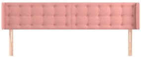 Cabeceira de cama c/ abas veludo 183x16x78/88 cm rosa