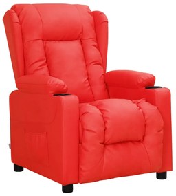 vidaXL Poltrona reclinável couro artificial vermelho