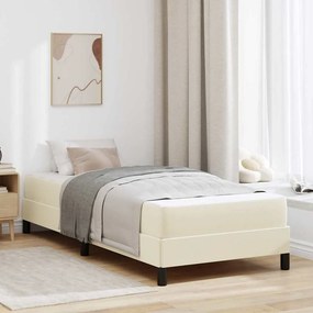 vidaXL Estrutura da Cama com colchão Creme 90 x 200 cm tecido