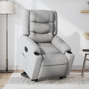 vidaXL Poltrona reclinável elevatória elétrica tecido cinzento-claro