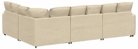 Sofá modular com almofadas tecido creme