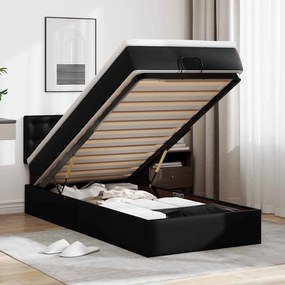 Estrutura de cama otomana com colchão 100x200 cm preta