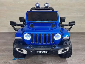 Jeep elétrico 12V 4x4 para crianças 1 a 6 anos Wrangler Rubicon Style rodas Borracha e controlo remoto Azul Metalizado