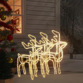 vidaXL Figuras de rena de Natal 3 pcs 76x42x87 cm branco quente