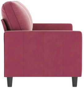 Sofá de 2 lugares veludo 140 cm vermelho tinto
