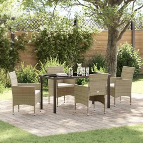 vidaXL Conjunto de Jantar de Jardim 5 Peças Bege em Rattan Sintético
