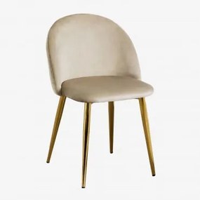Cadeira De Jantar Em Veludo Kana Castanho Trigo & Dourado - Sklum