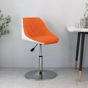 vidaXL Banco de bar couro artificial laranja e branco