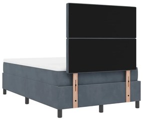 Cama Box Spring com Colchão e LED Cinza Escuro 120x200 cm Veludo