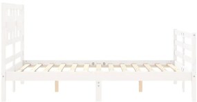 Estrutura de cama com cabeceira 120x200cm madeira maciça branco